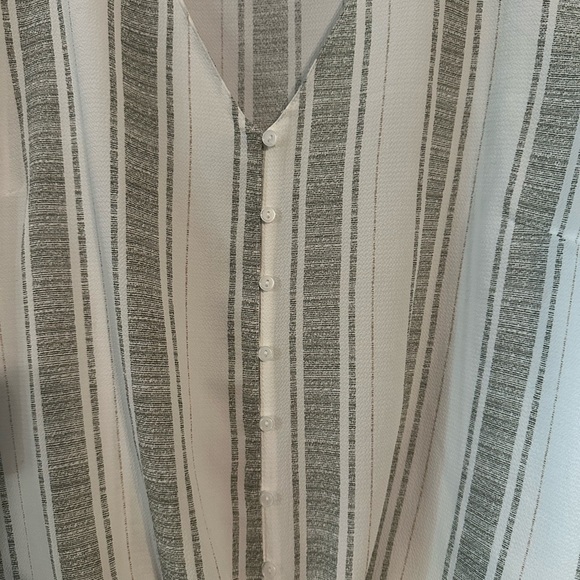 Lush Gray and White Striped Button-Down Blouse - Picture 3 of 6